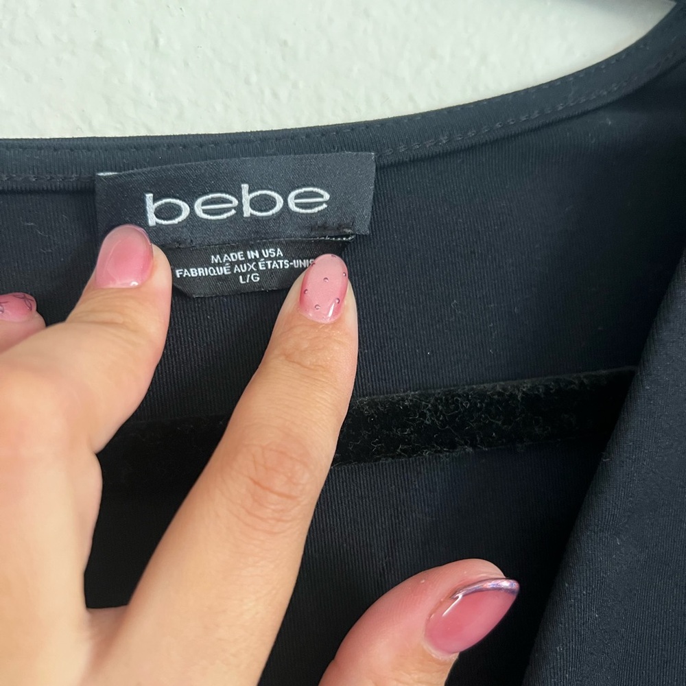 Bebe Black Cut-Out Crop Top - Picture 2 of 5